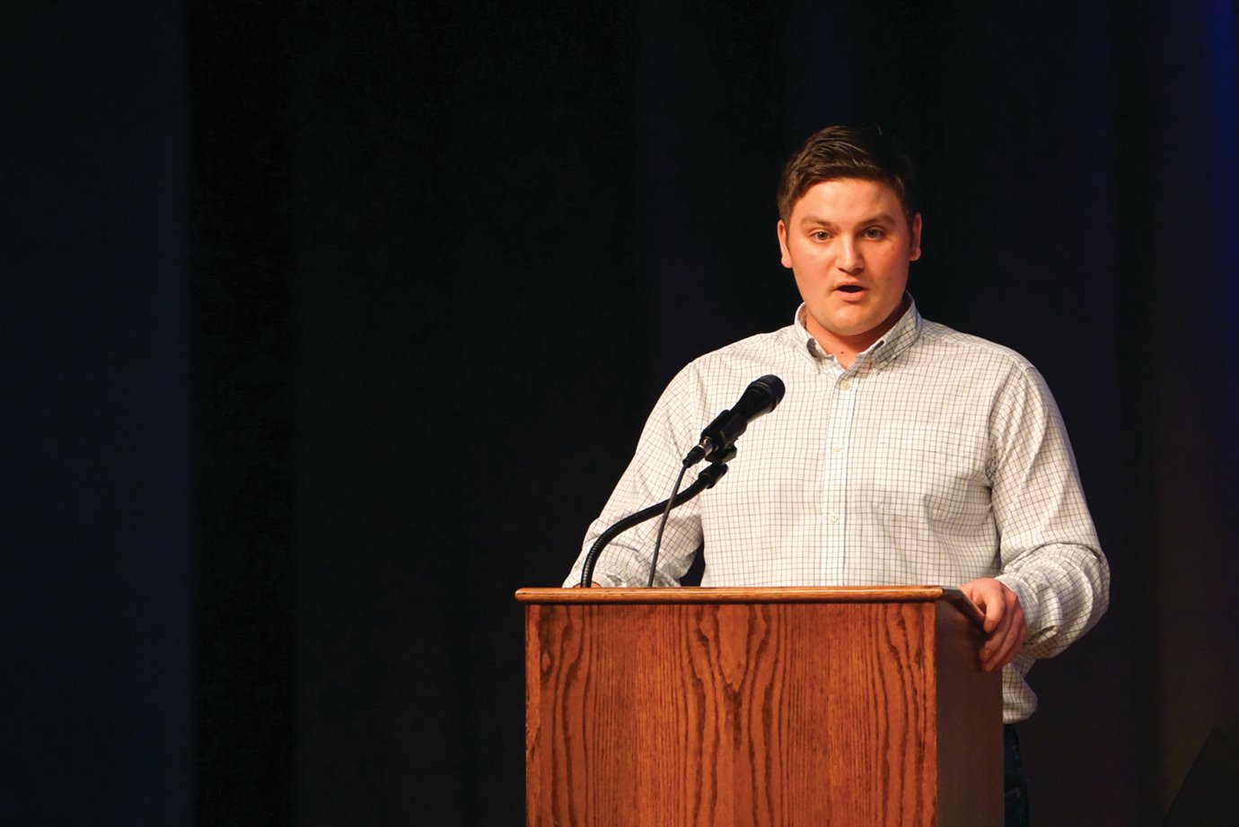 Crawfordsville firefighter Colton Meadows, keynote speaker at the Workforce Signing event Tuesday at North Montgomery, stresses the important of experience and passion to the next generation.